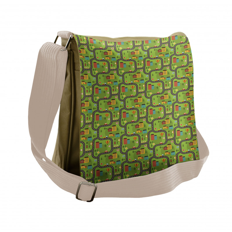 Cartoon Road Messenger Bag