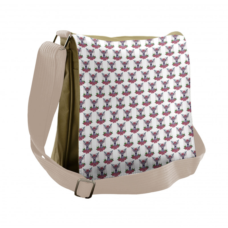 Deer Accessories Peonies Messenger Bag