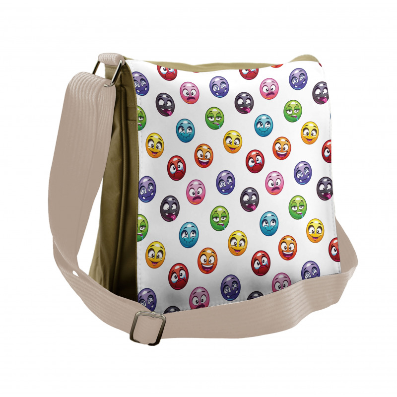 Different Cartoon Faces Messenger Bag