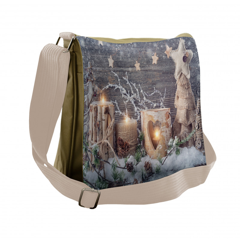 Candle Winter Holiday Messenger Bag