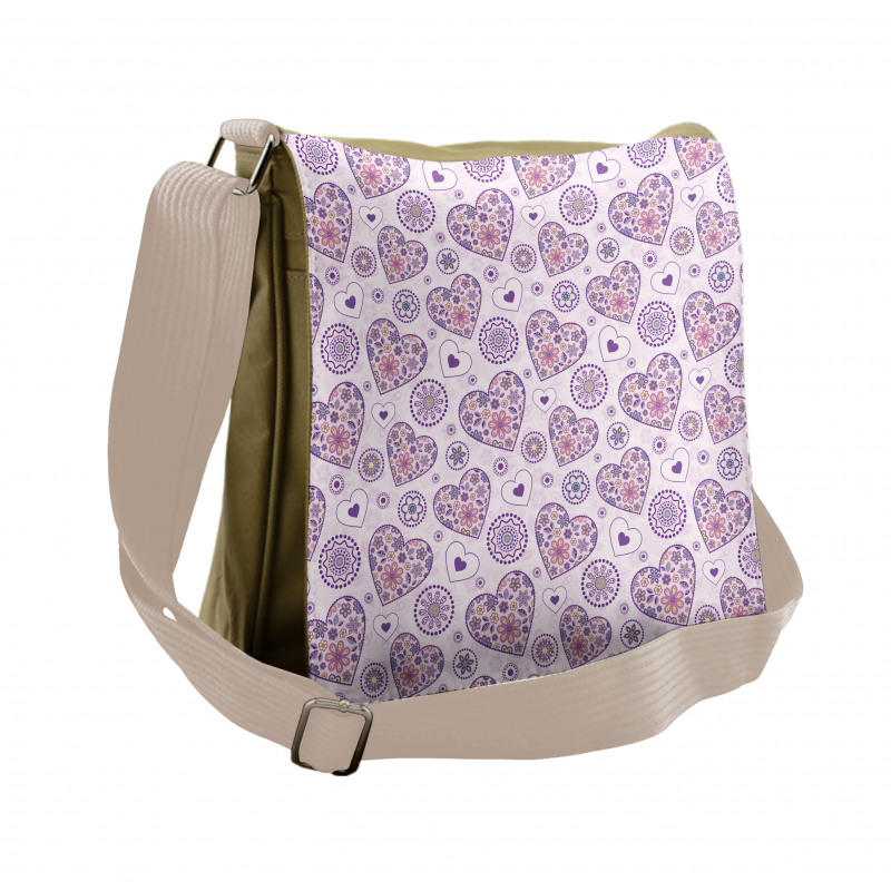 Hearts with Flowers Messenger Bag