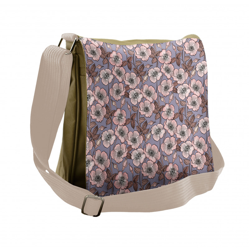 Poppy Buds Garden Art Messenger Bag