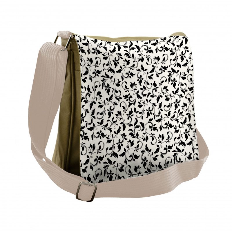 Monochrome Scroll Pattern Messenger Bag