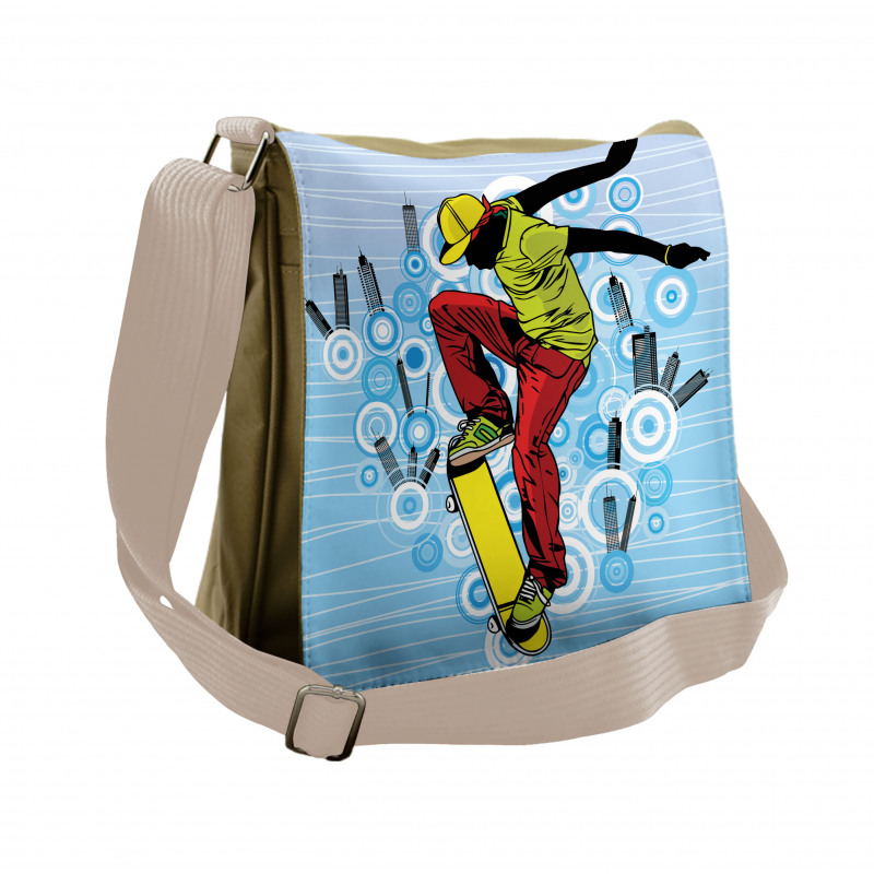 Teenager on Skateboard Messenger Bag