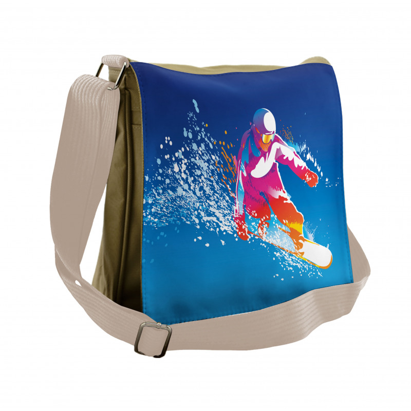 Colorful Snowboarding Man Messenger Bag