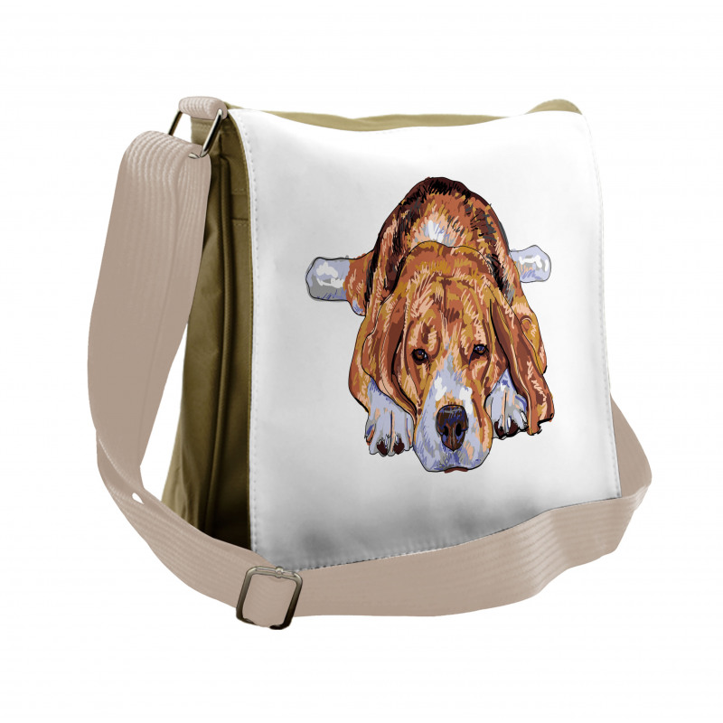 Old Dog Resting Sketch Messenger Bag