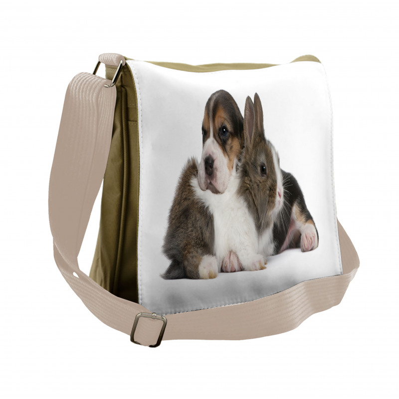 Rabbit Puppy Pet Friends Messenger Bag