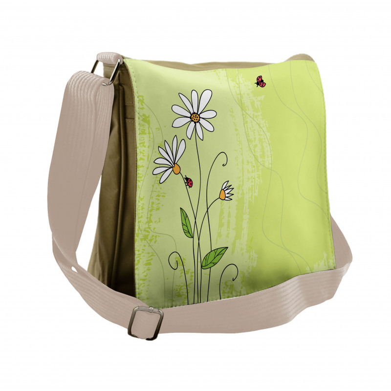 Chamomile Ladybugs Art Messenger Bag