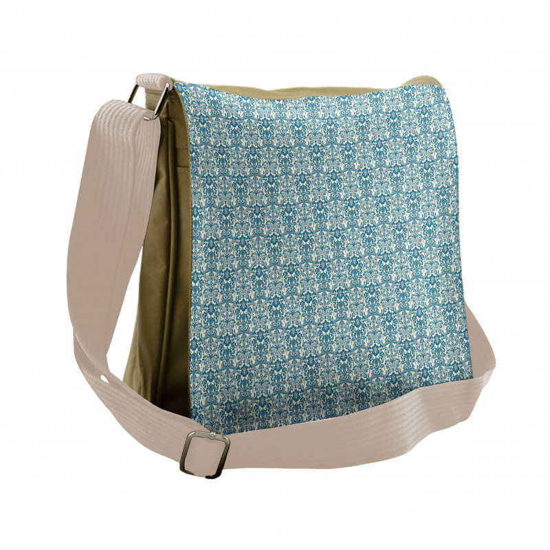 Damask Flowers Messenger Bag