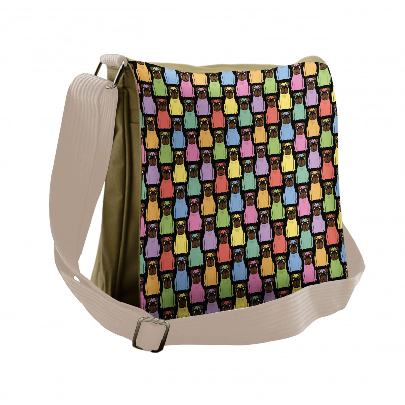 Colorful Cartoon Dogs Messenger Bag