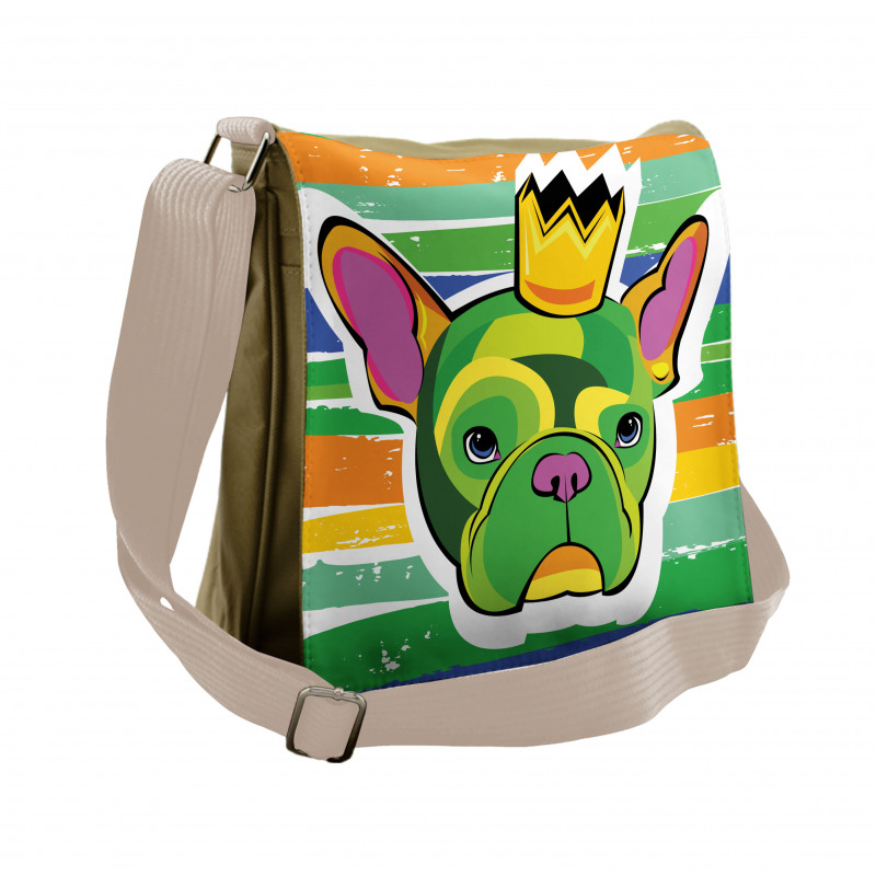 Crowned Dog Colorful Messenger Bag