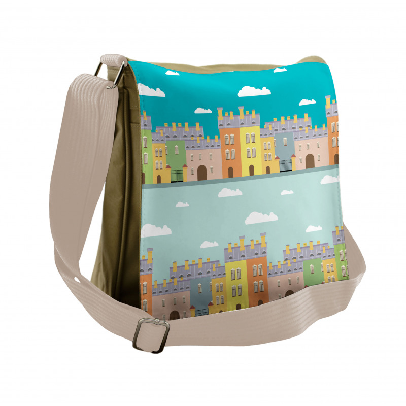 Colorful Cartoon Town Messenger Bag