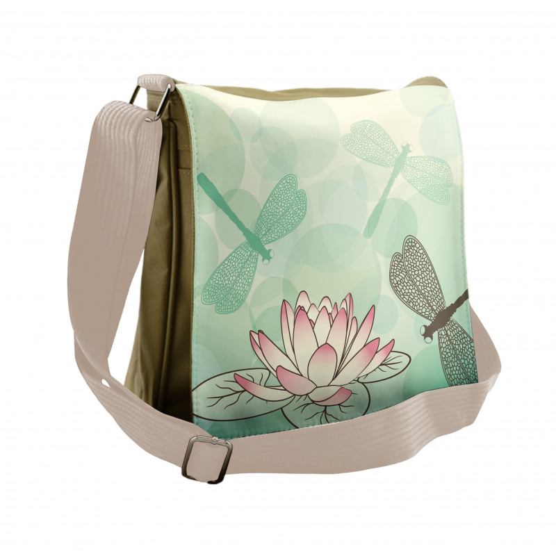 Exotic Lily Dragonflies Messenger Bag