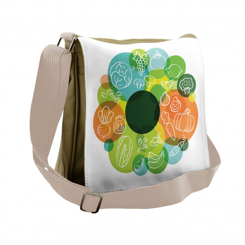 Doodle Vegan Pattern Messenger Bag