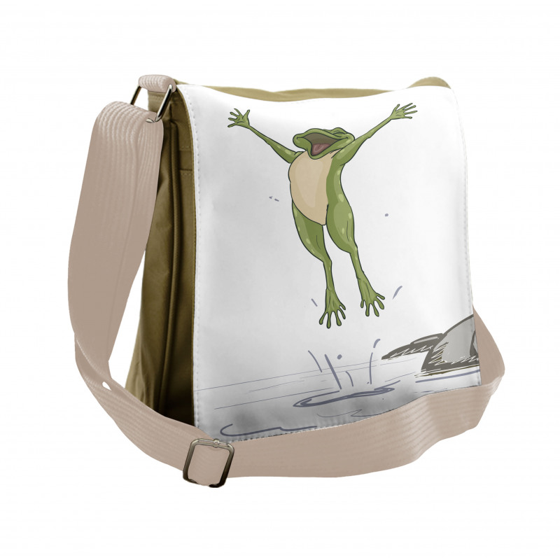 Happy Jumping Toad Humor Messenger Bag