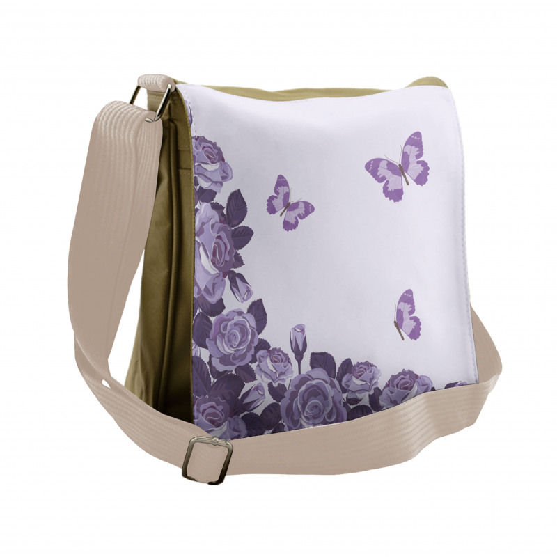 Bridal Roses Butterflies Messenger Bag