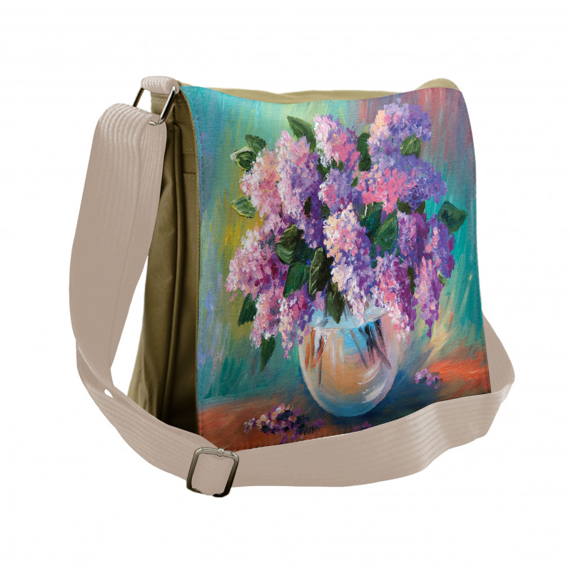 Oil Painting Flowers Art Messenger Bag