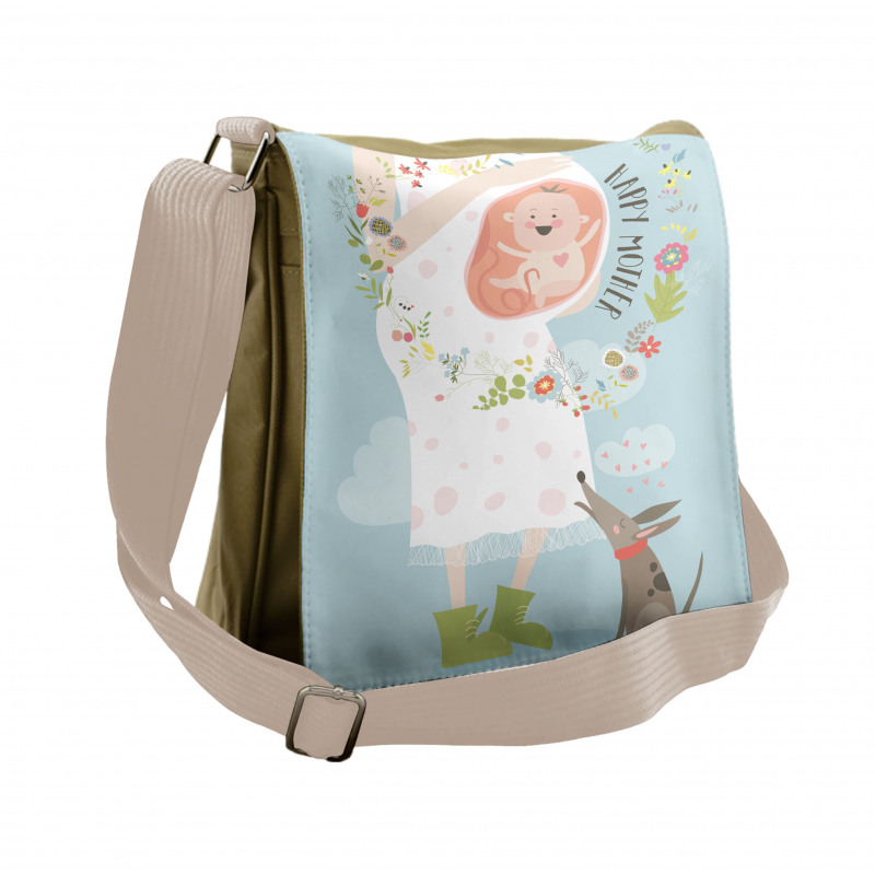 Happy Mother Words Messenger Bag