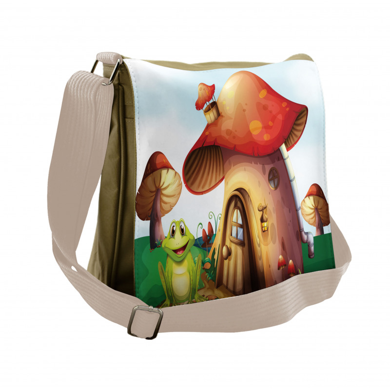 Cartoon Mushroom Houses Messenger Bag