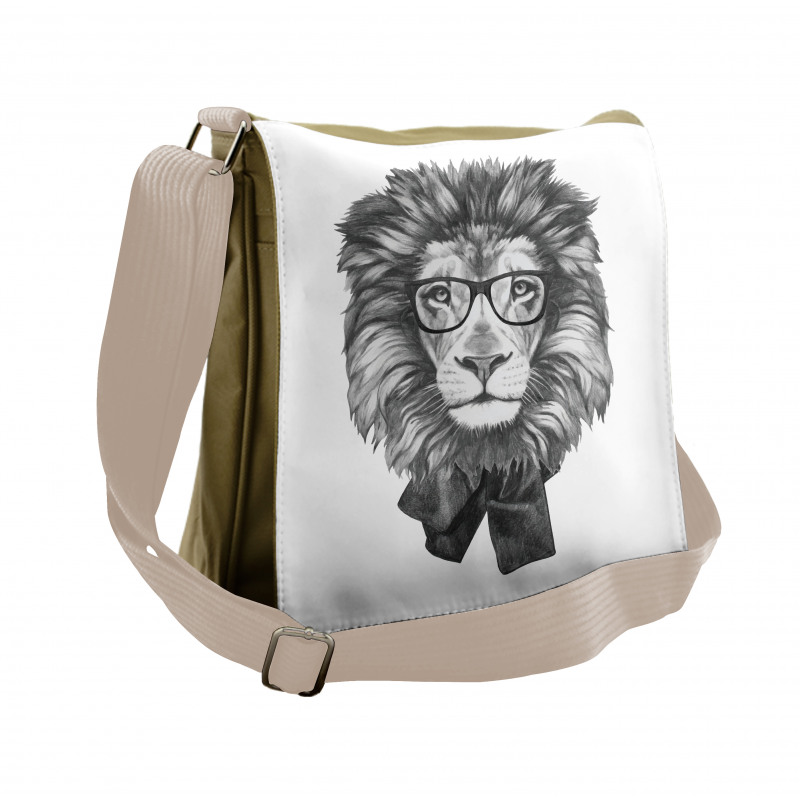 Hipster Animal in Glasses Messenger Bag