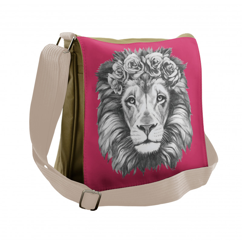 Wild Animal Floral Wreath Messenger Bag