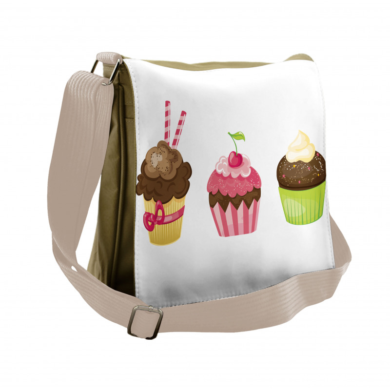 Puffy Party Cupcakes Messenger Bag