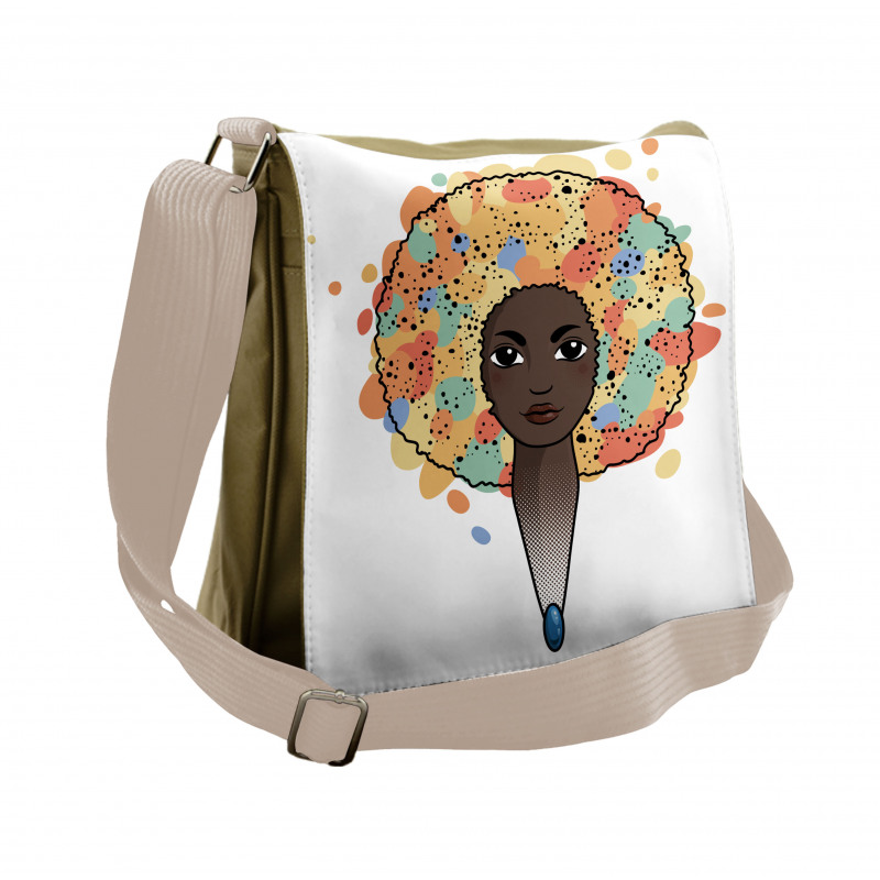 Woman with Luxuriant Hair Messenger Bag