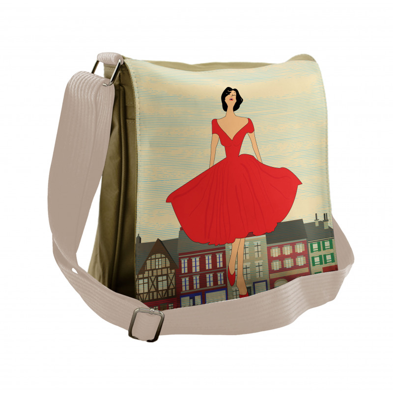 Lady in Red Dress Messenger Bag