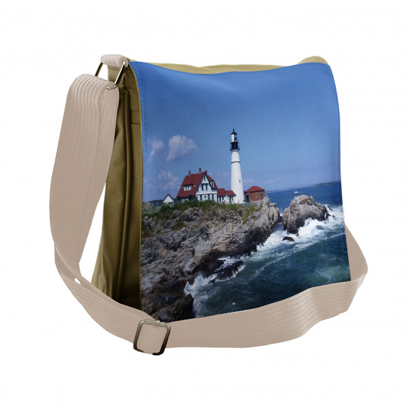 Lighthouse House on Rock Messenger Bag