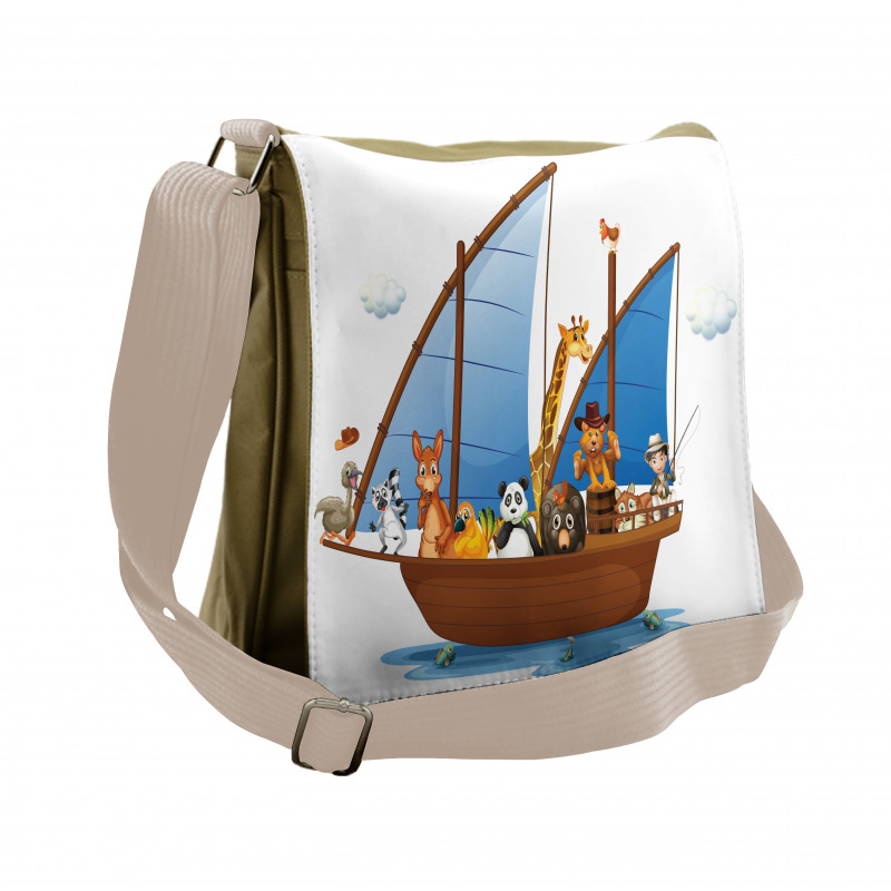 Animal Boat Sailing Ancient Messenger Bag