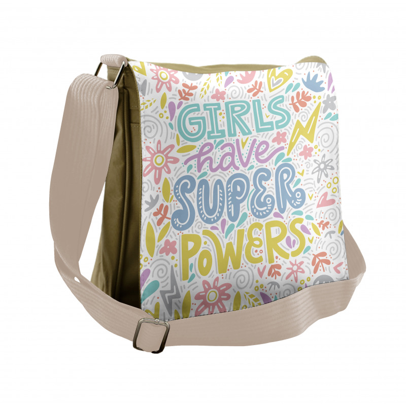 Boho Floral Girl Power Messenger Bag