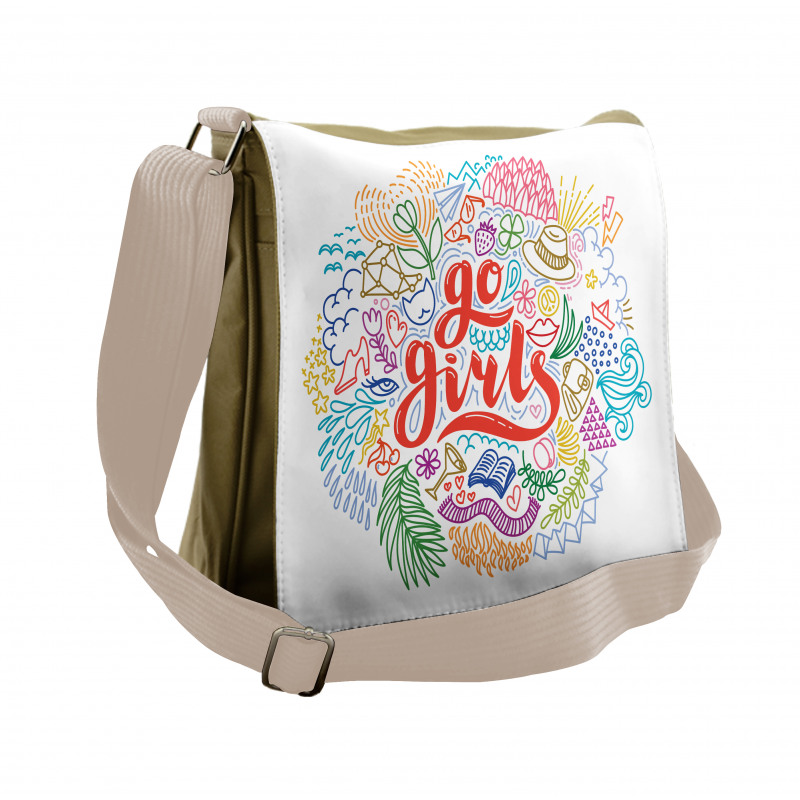 Go Girls Lettering Art Messenger Bag