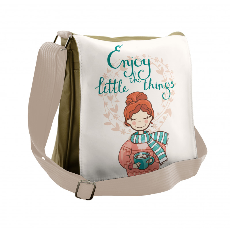 Winter Cartoon Woman Messenger Bag