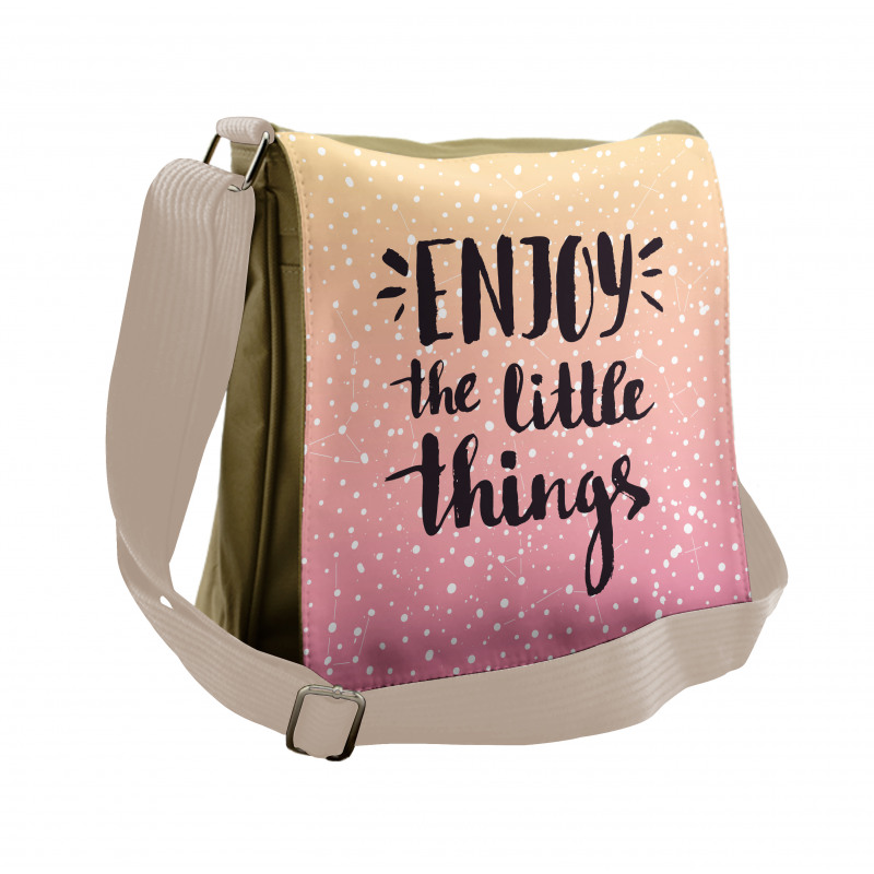 Ombre Dots and Slogan Messenger Bag