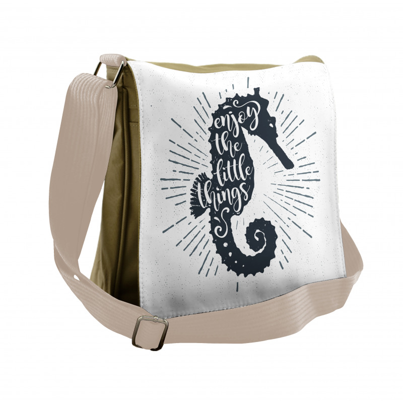 Uplifting Phrase Seahorse Messenger Bag