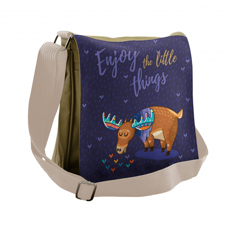 Elk Grazing in the Rain Messenger Bag