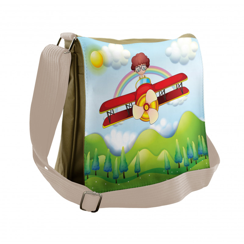 Boy in Sky Sunny Day Messenger Bag