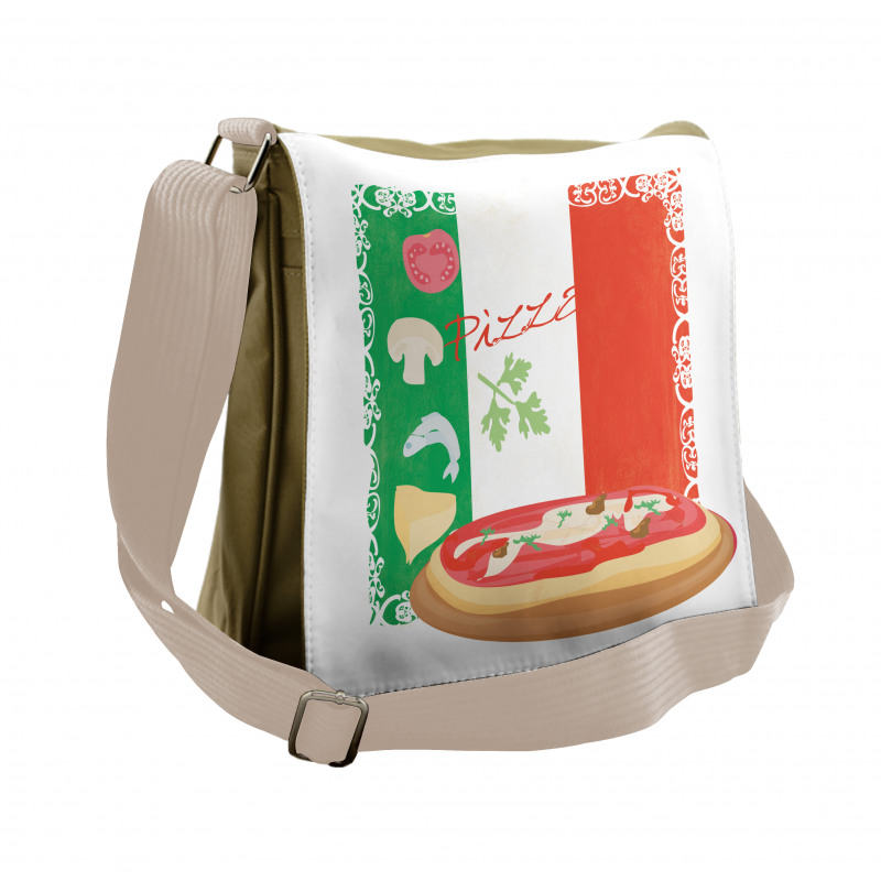 Italian Cuisine and Flag Messenger Bag