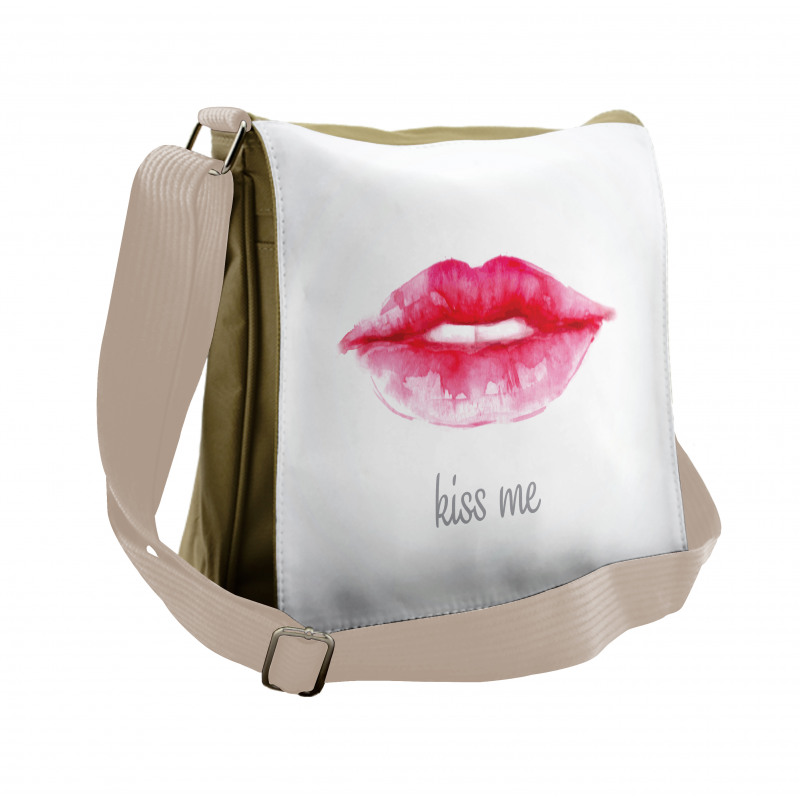 Pink Lipstick Kiss Me Messenger Bag