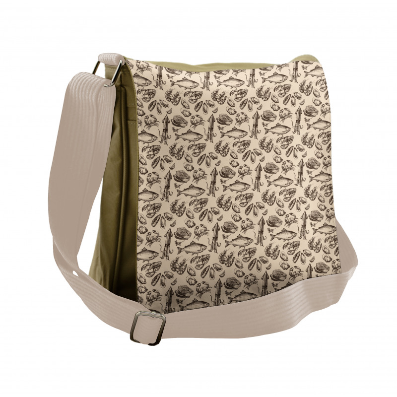 Sea Animals Sketch Messenger Bag