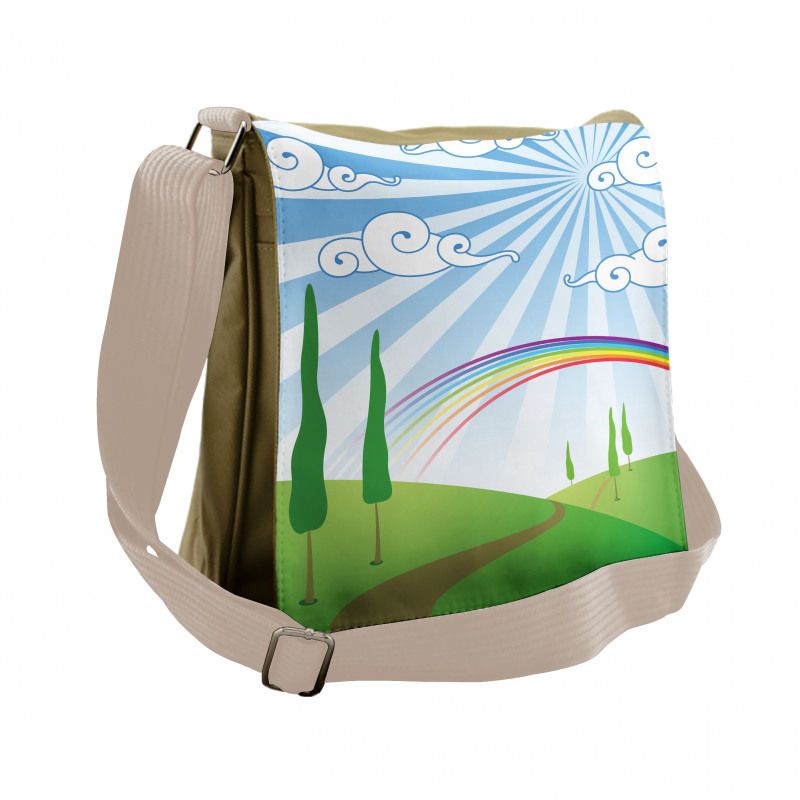 Rainbow on a Meadow Road Messenger Bag