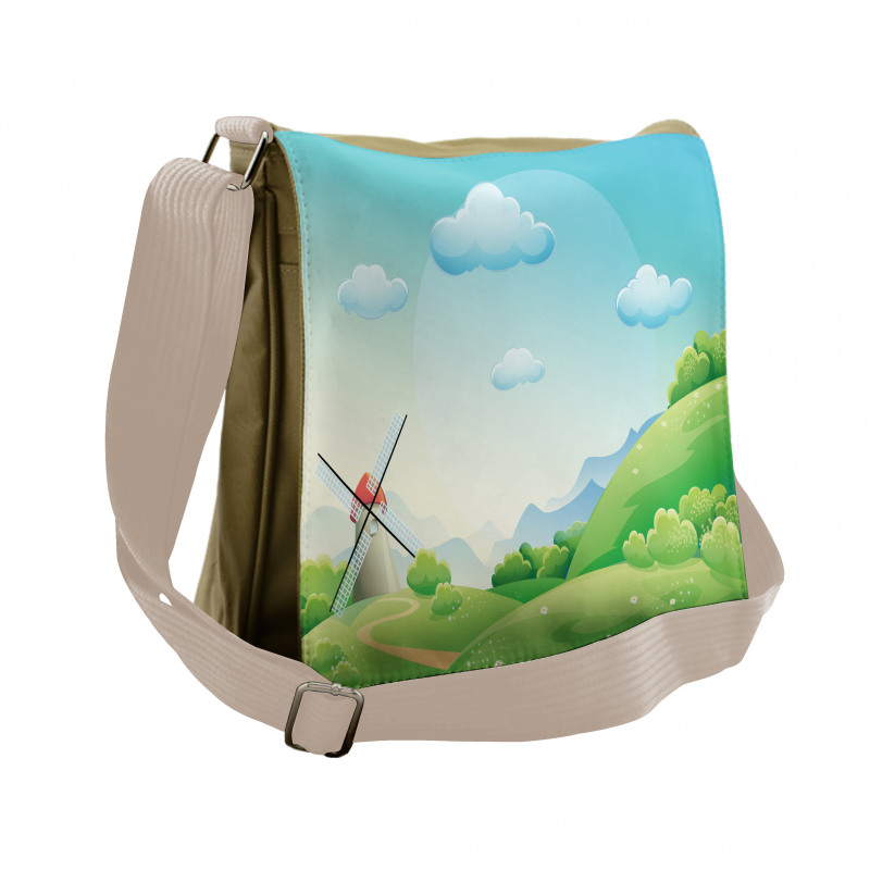 Cartoon Country Landscape Messenger Bag