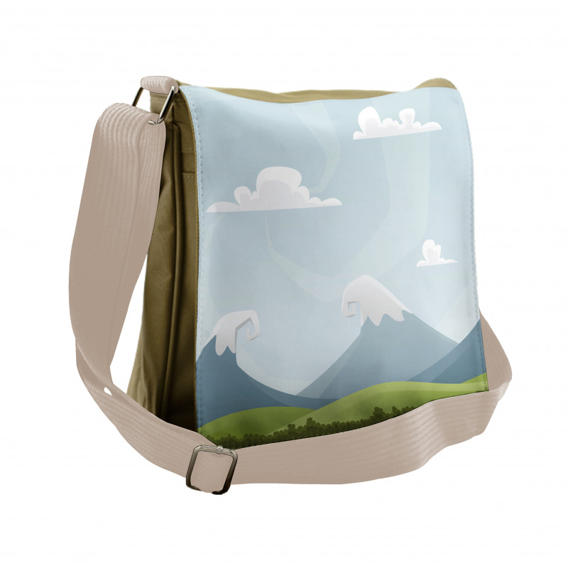 Cartoon Mountains Idyllic Messenger Bag