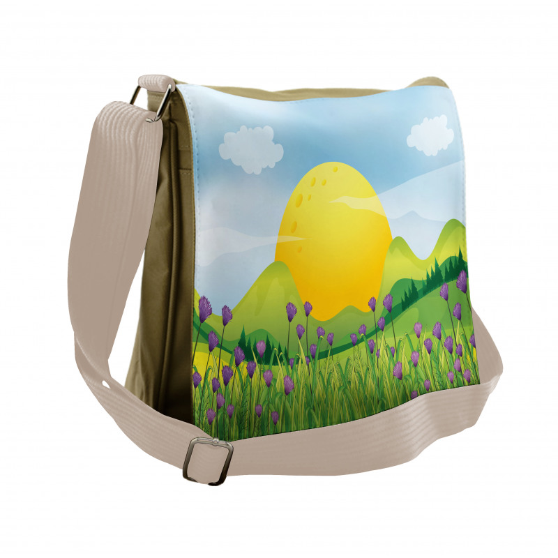 Mountains with Violets Messenger Bag