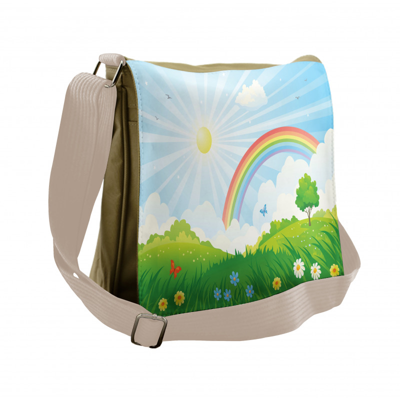 Sun and Rainbow Flowers Messenger Bag