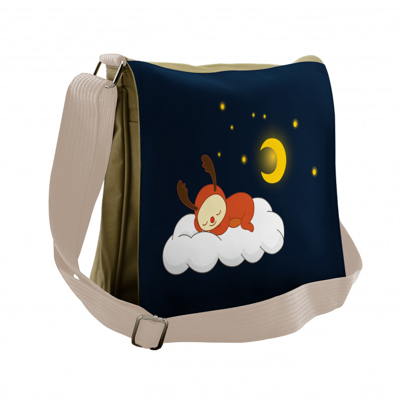 Reindeer Sleeping in Sky Messenger Bag