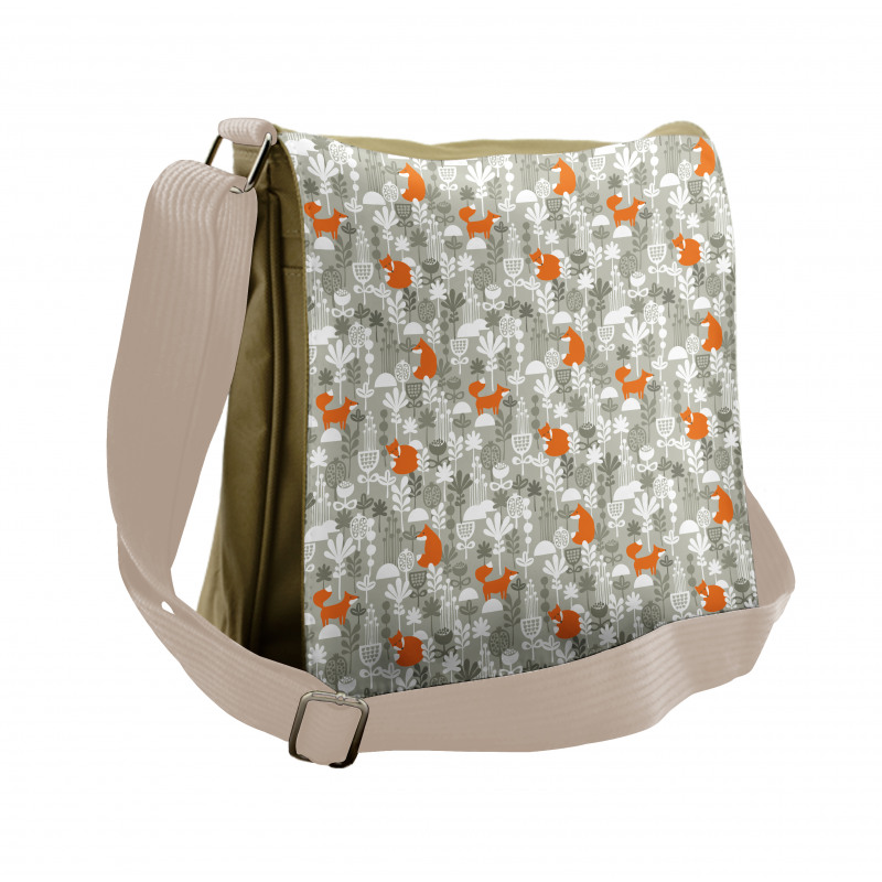 Cartoon Nursery Flowers Messenger Bag