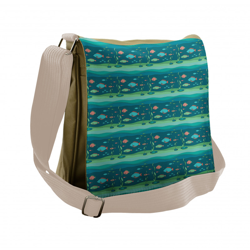 Cartoon Ocean Composition Messenger Bag