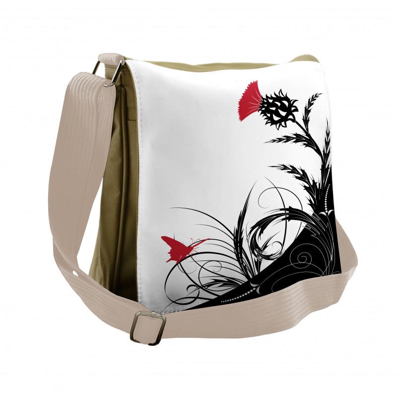 Floral Butterfly Motif Messenger Bag