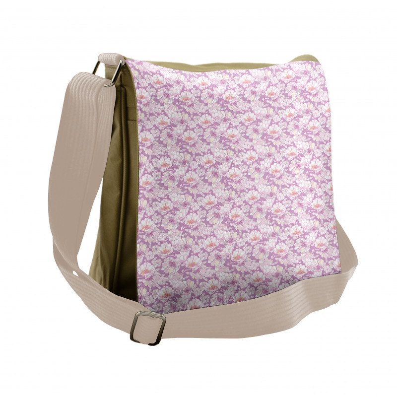 Pastel Flower Blooms Messenger Bag